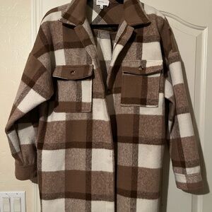 Better Be Brown and White Plaid Trench Coat